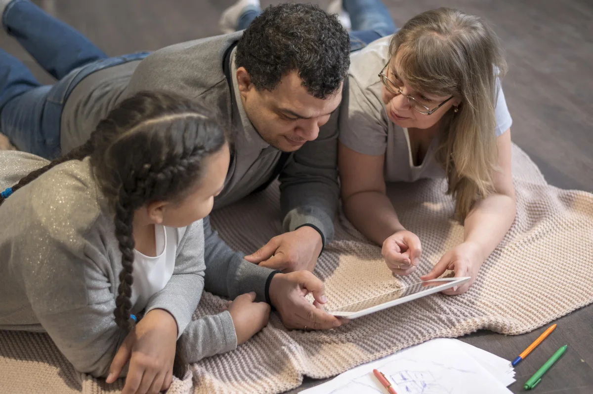 Family preparing together while sharing household responsibilities