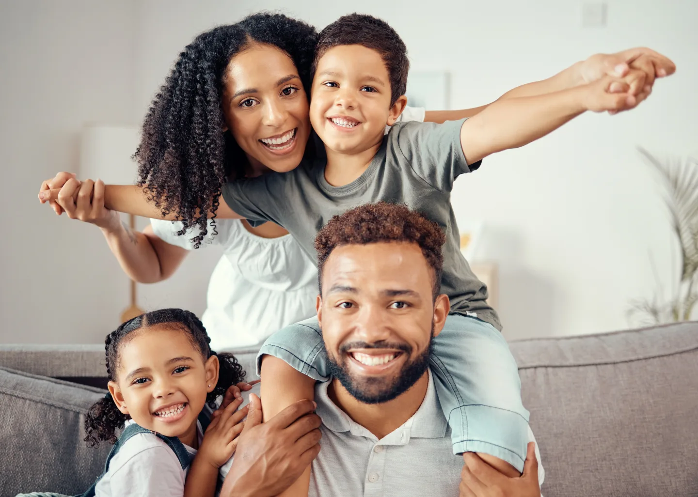 Family checking chore reminders together