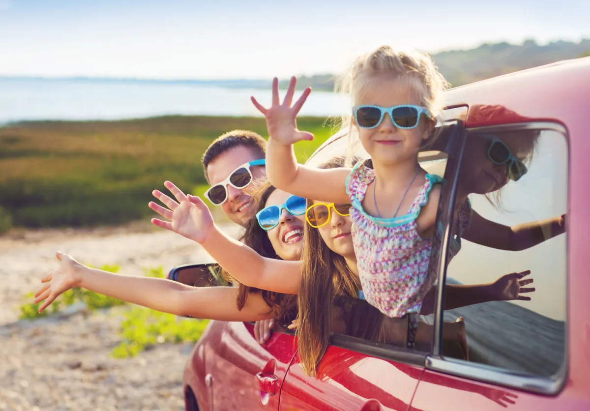 Family leaving together after staying on top of chores