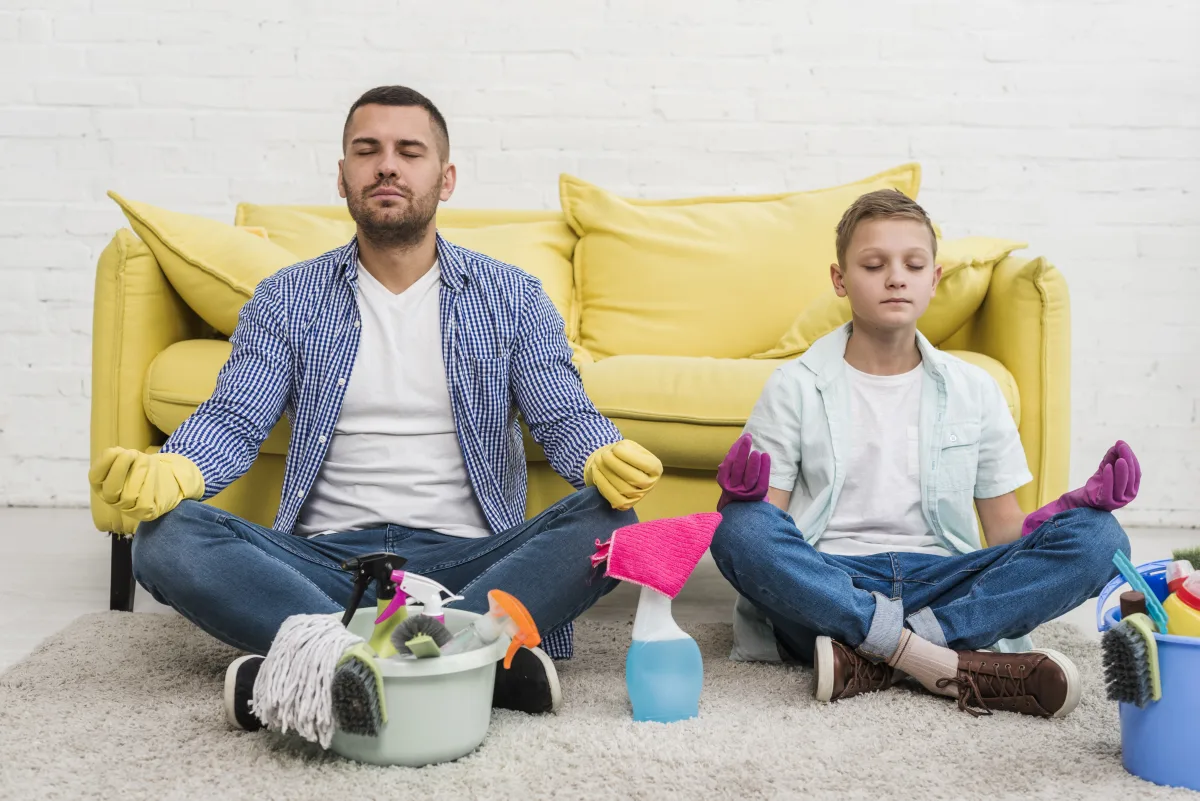 Child calmly building responsibility through completed chores